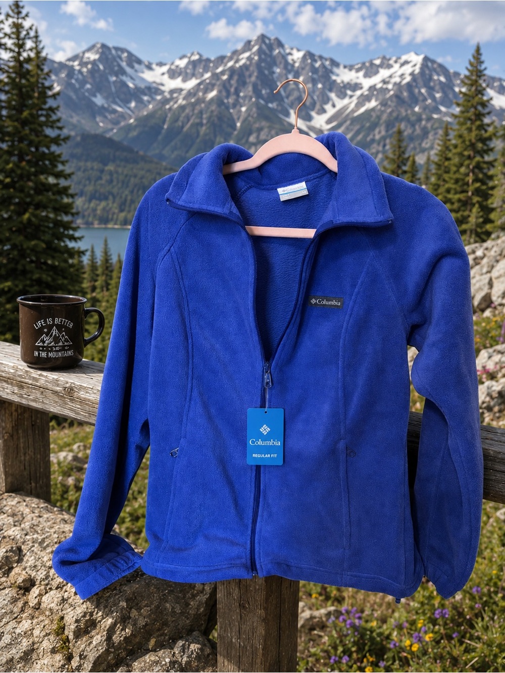 NWT Columbia Women's Blue Full-Zip Fleece Jacket Regular Fit